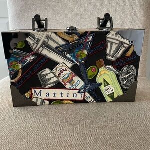 Martini Graphic Cocktail Box Clutch - Black